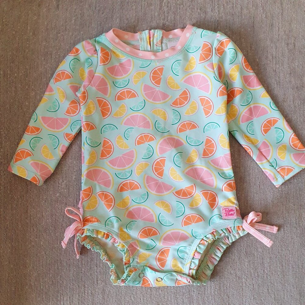 RuffleButts Citrus Rash Guard Size 12-18 Months Swimsuit